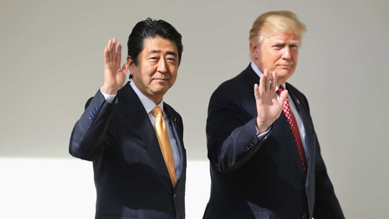 Donald Trump and Shinzo Abe meet earlier this year.