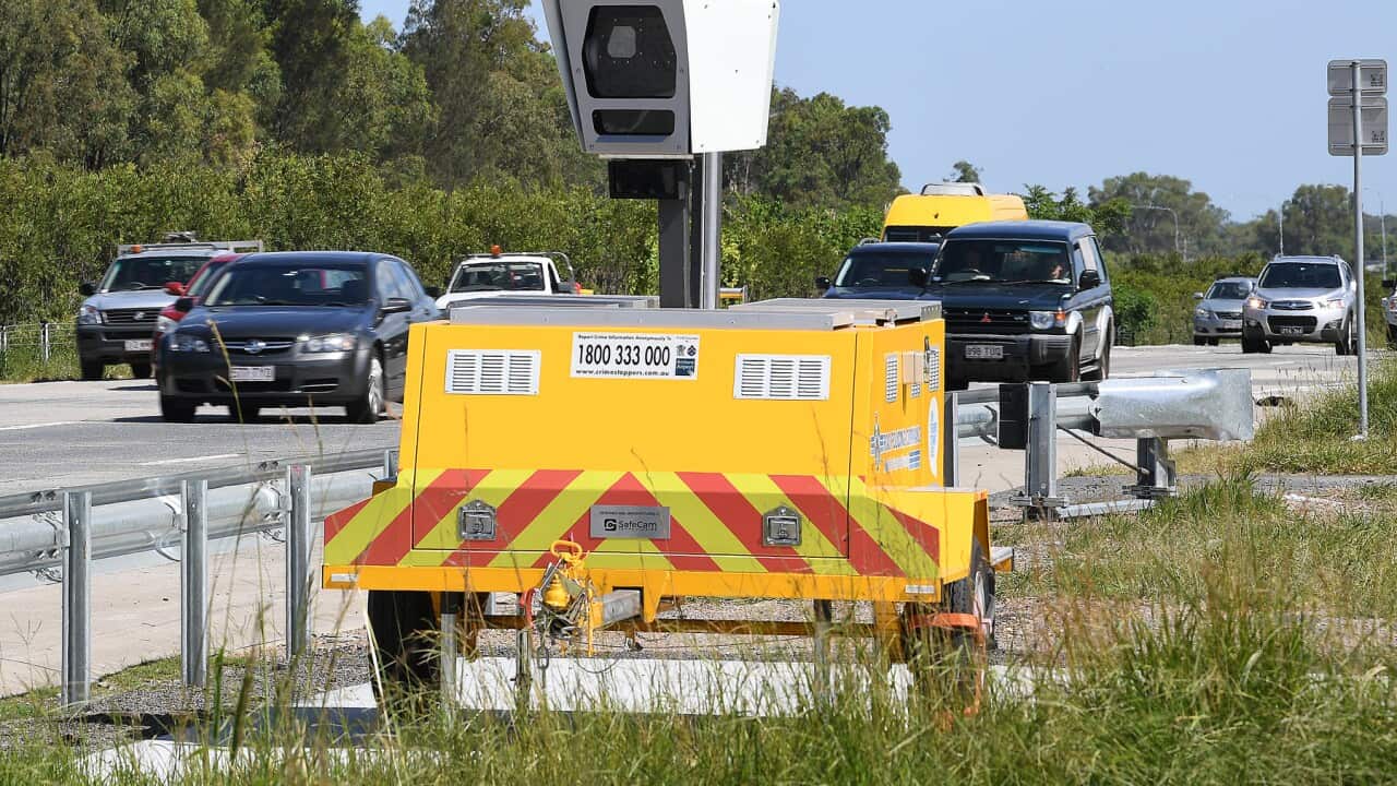 A speed camera on a motorway south of Brisbane (AAP).jpg
