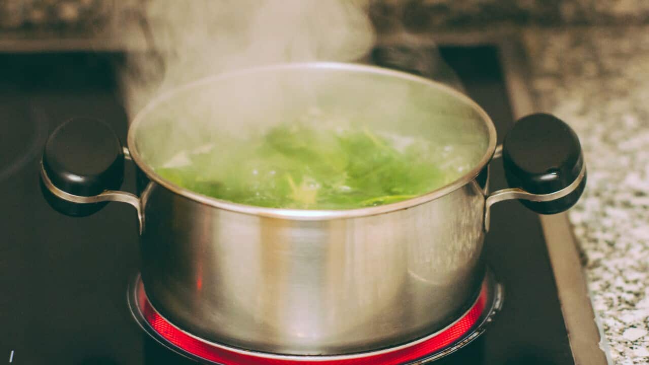 Boiling vegetables in a pot