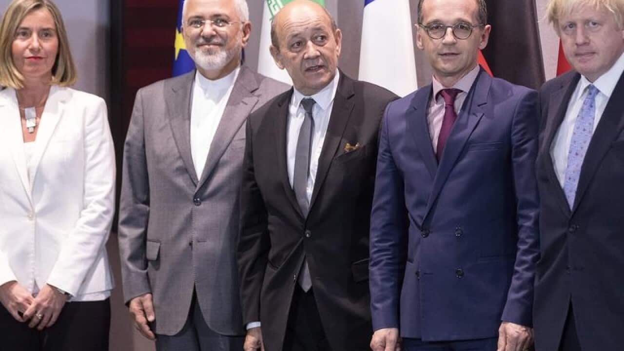 Key EU diplomats at a meeting in Brussels on May 15 on the deal