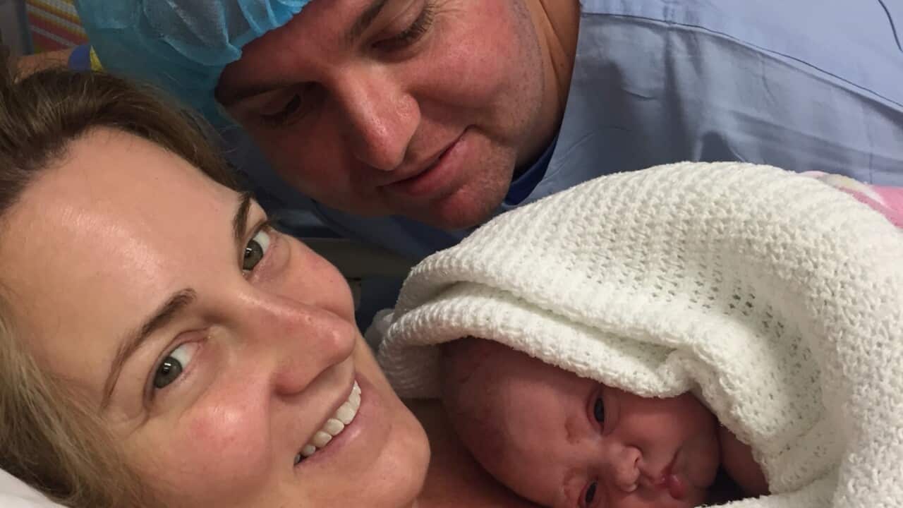 Lisa Fox and her newborn.