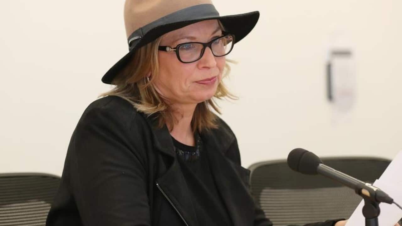 Rosie Batty addresses a Parliamentary inquiry in Melbourne.