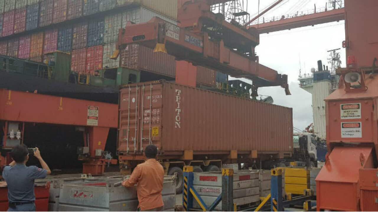 Containers at Sihanoukville port