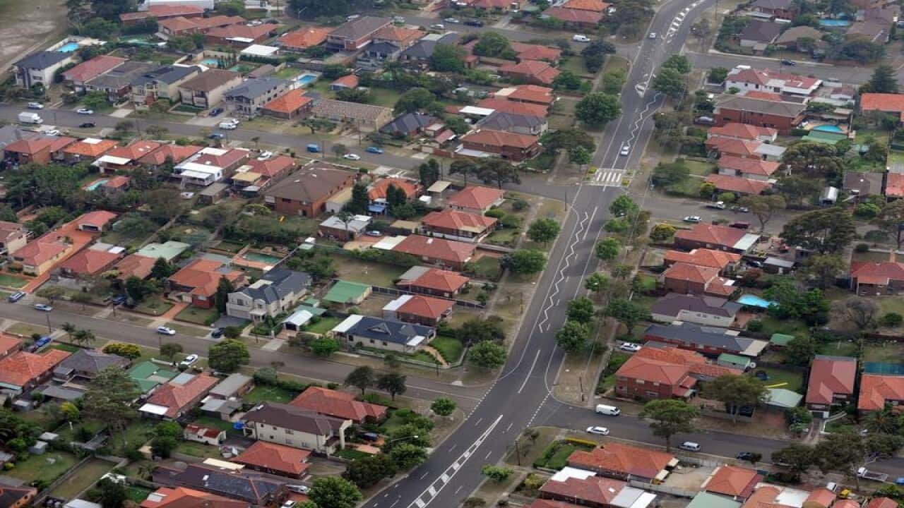 Aerial view of houses