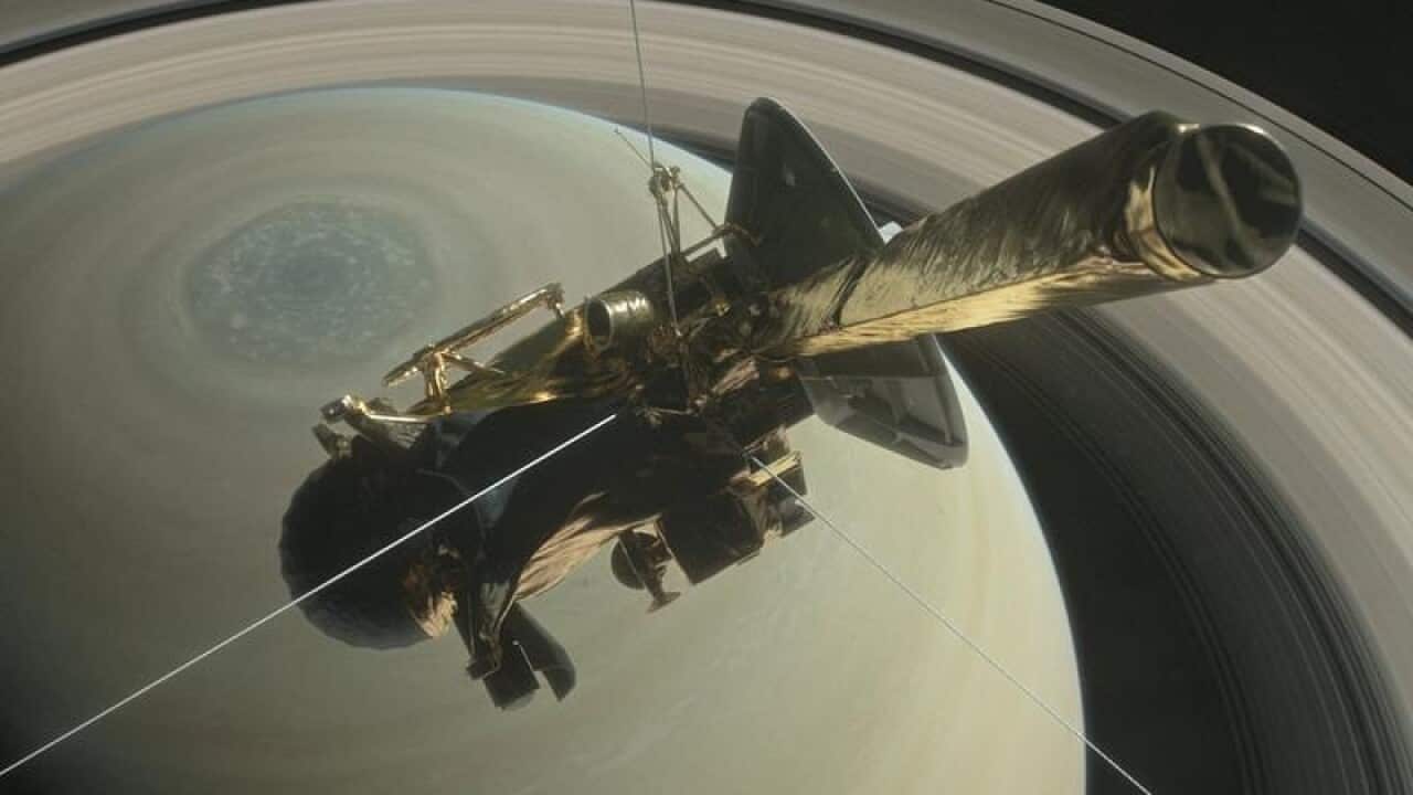NASA's Cassini spacecraft above Saturn