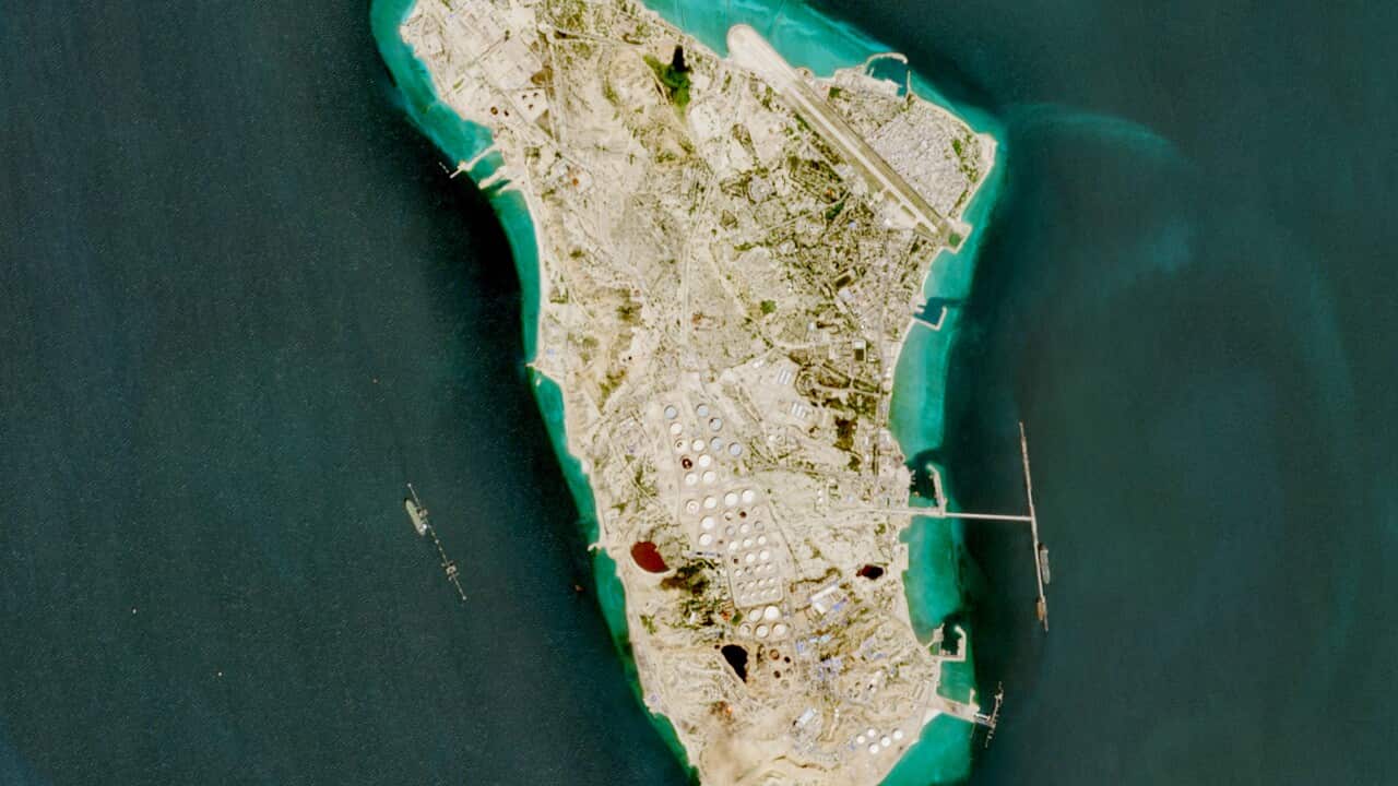 Satellite view of Iran's Kharg Island before US military strikes