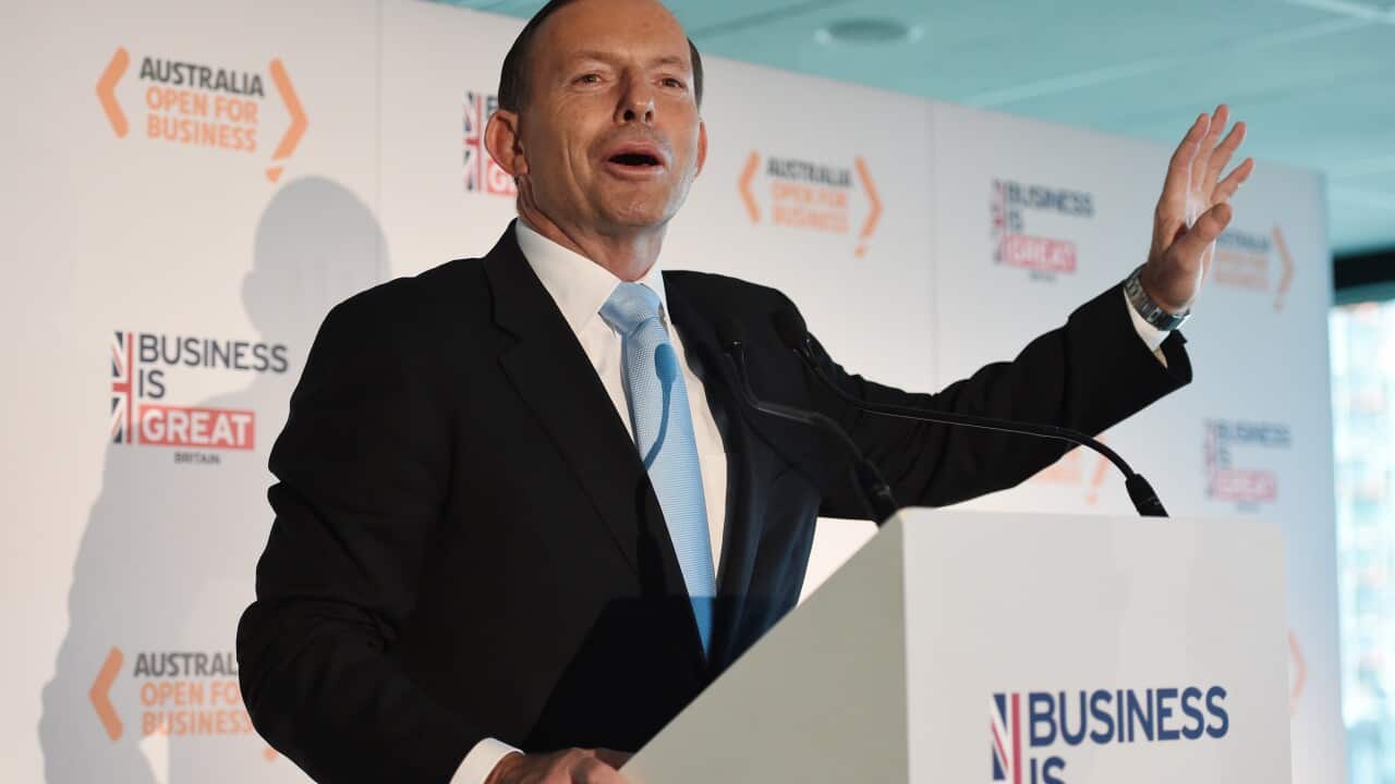 Prime Minister Tony Abbott addresses an infrastructure business breakfast at the Barangaroo Delivery Authority in Sydney