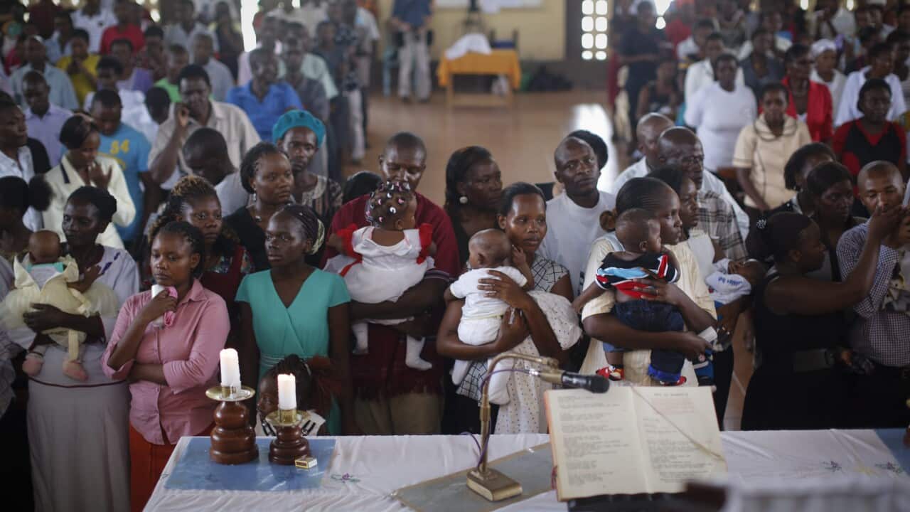 Kenyan Christians pray for the 148 people killed in an attack on Garissa University College by Islamist militant group al-Shabab from Somalia. (EPA/DAI KUROKAWA)