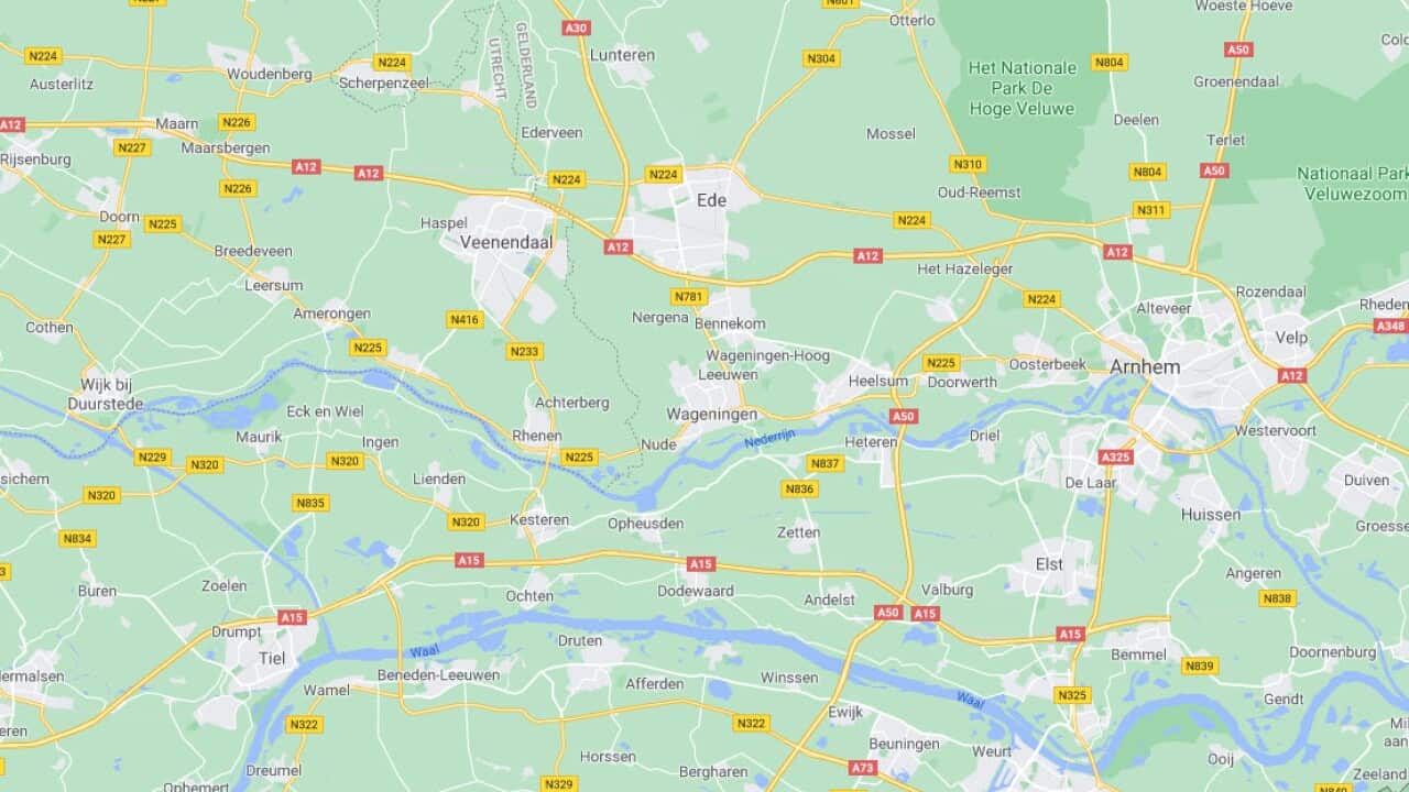 Map of the Netherlands, with the city of Ede