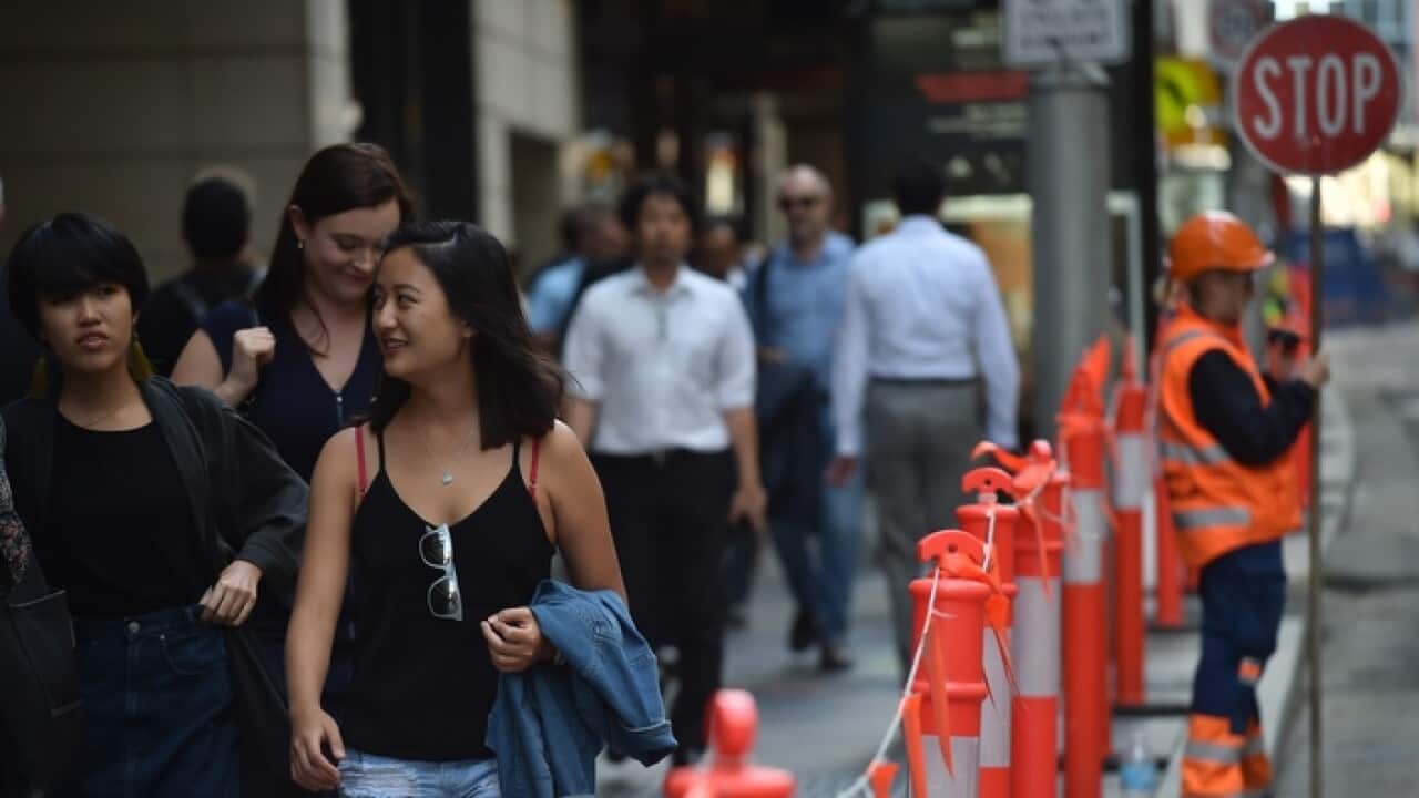 Pedestrians in the central business district of Sydney