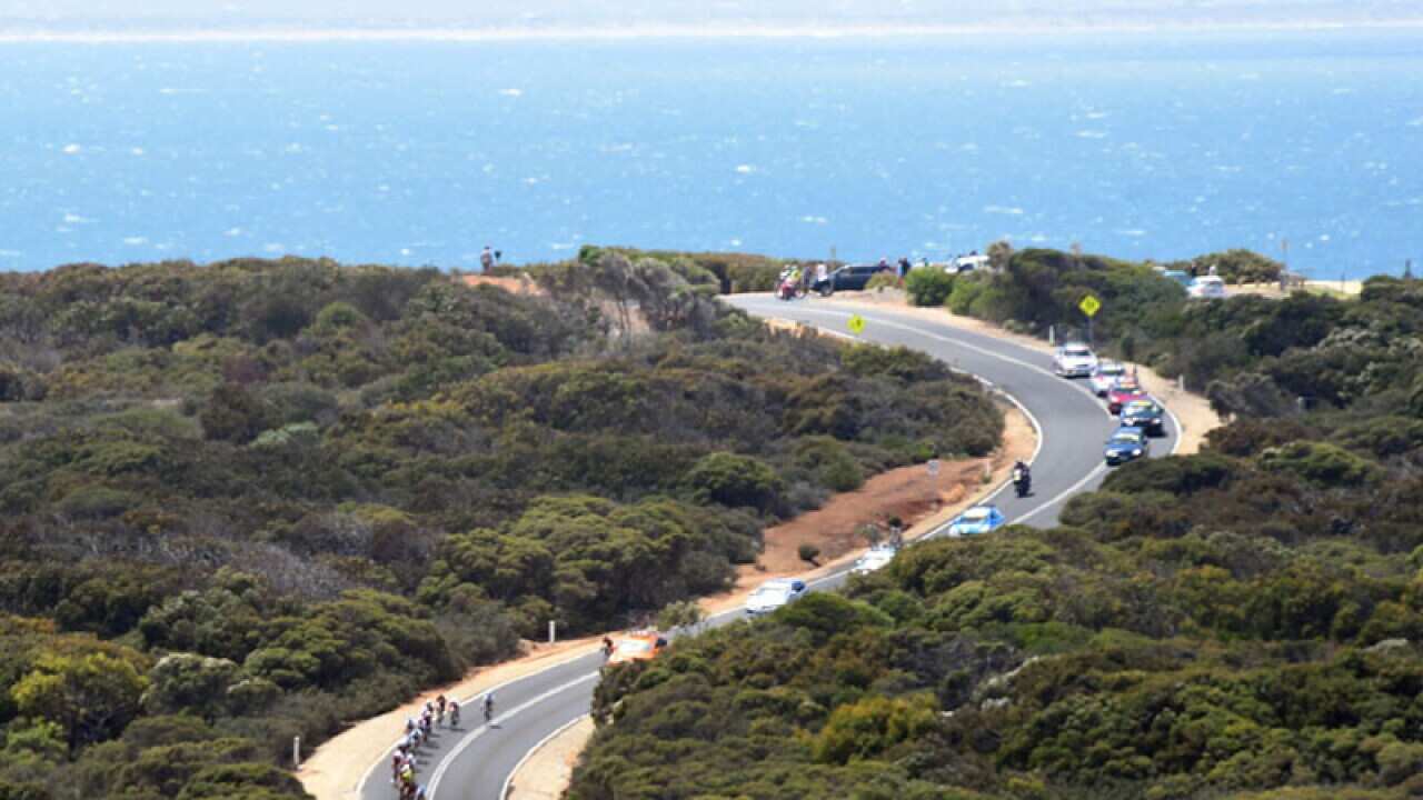 Cyclists near Victoria's Bells Beach c