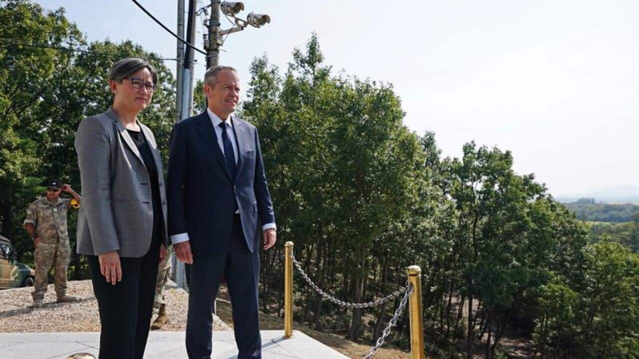 Penny Wong and Bill Shorten in South Korea.