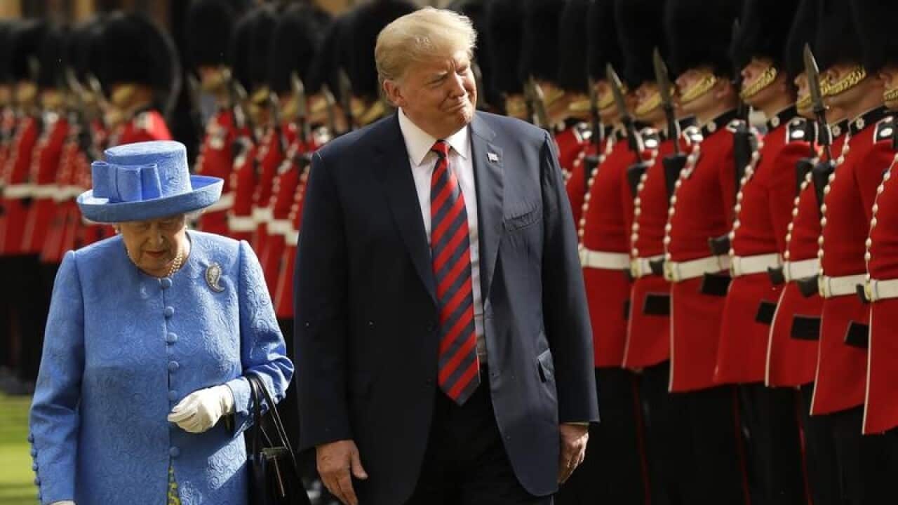 US President Donald Trump and Britain's Queen Elizabeth II