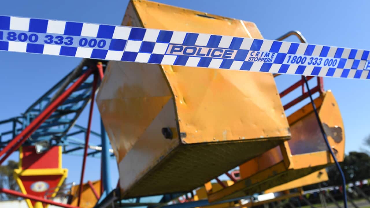 The carnival ride at the centre of an investigation is seen at Rye