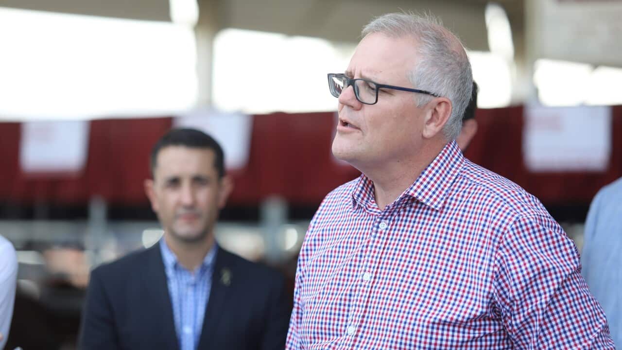 Prime Minister Scott Morrison is seen during a press conference Rockhampton, Queensland