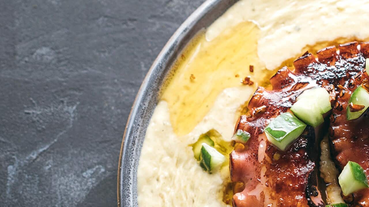 Chargrilled octopus with white bean tonnato