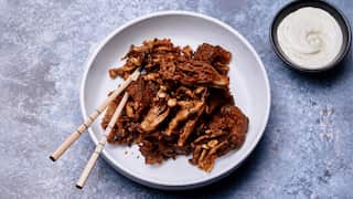 Golden-brown karaage mushrooms on a plate