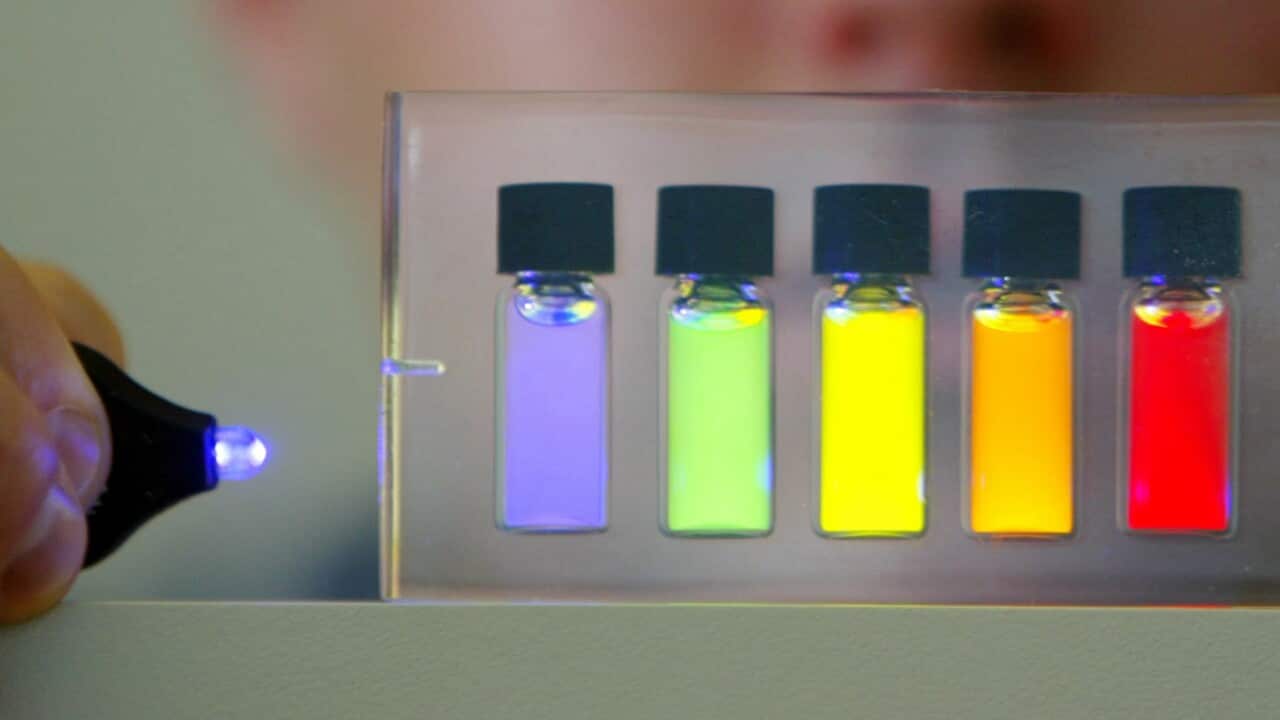 A test where the size of the nanoparticles is changing the colours