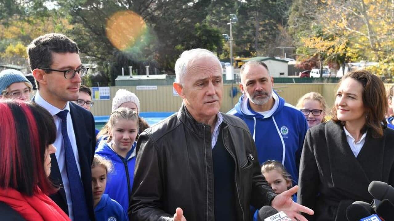 Prime Minister Malcolm Turnbull speaking at a media event in Mayo.