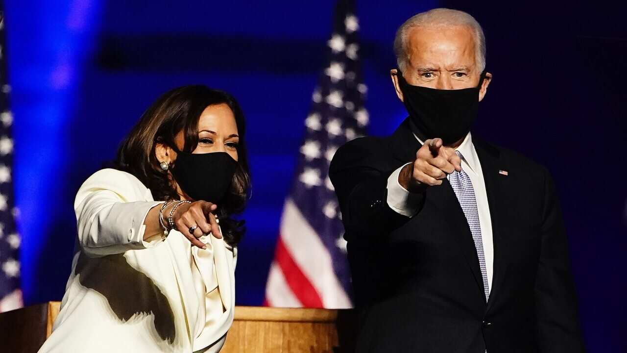 Vice President-elect Kamala Harris and President-elect Joe Biden after being declared the winners in the 2020 presidential election.