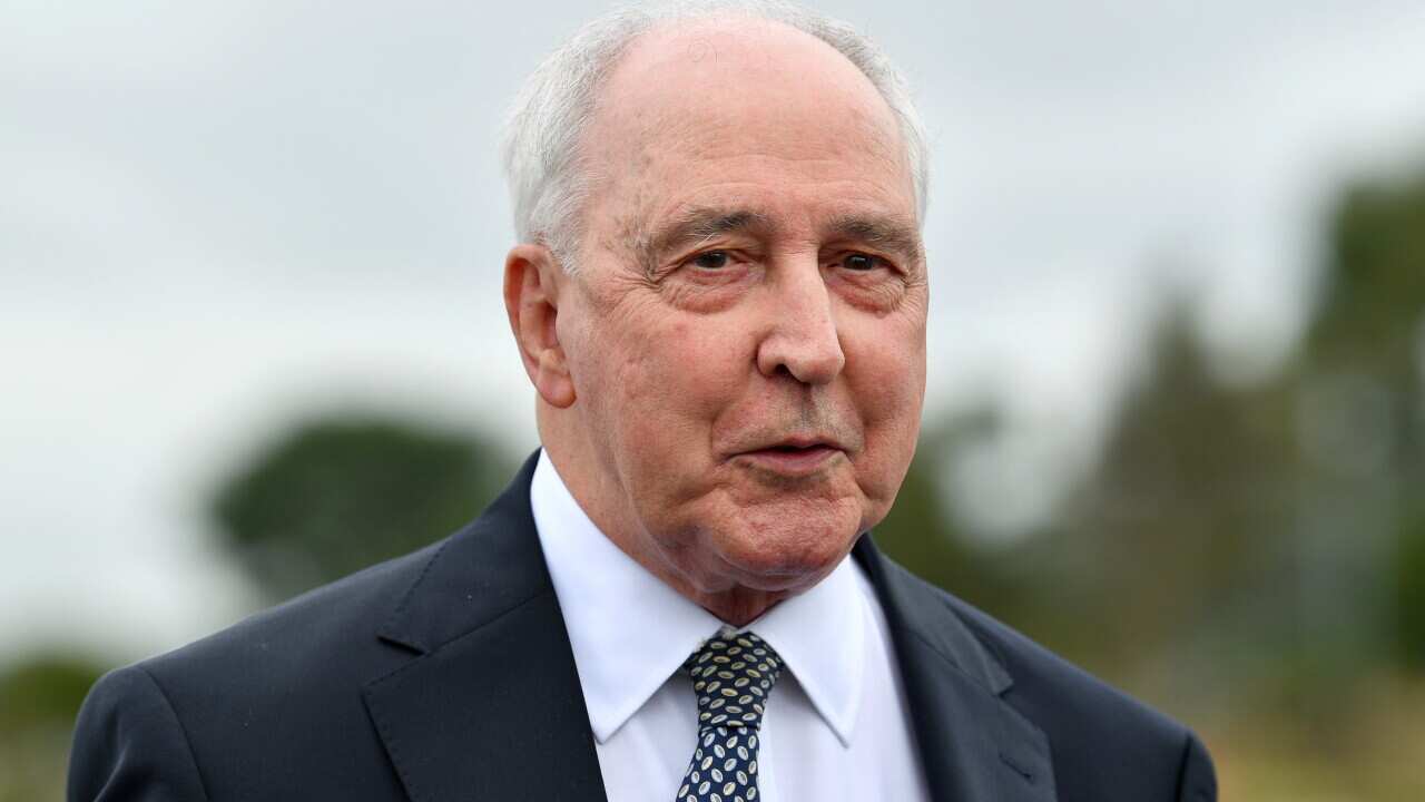 Former Prime Minister Paul Keating at a press conference