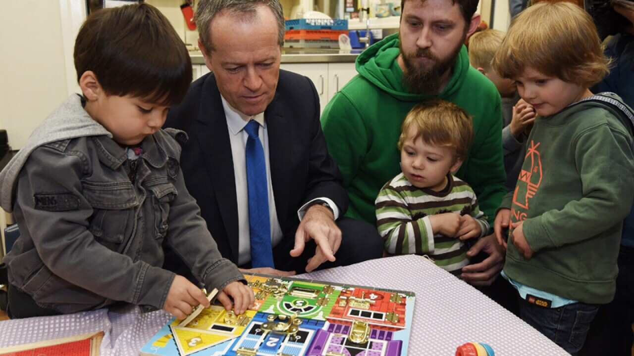 Opposition Leader Bill Shorten with children