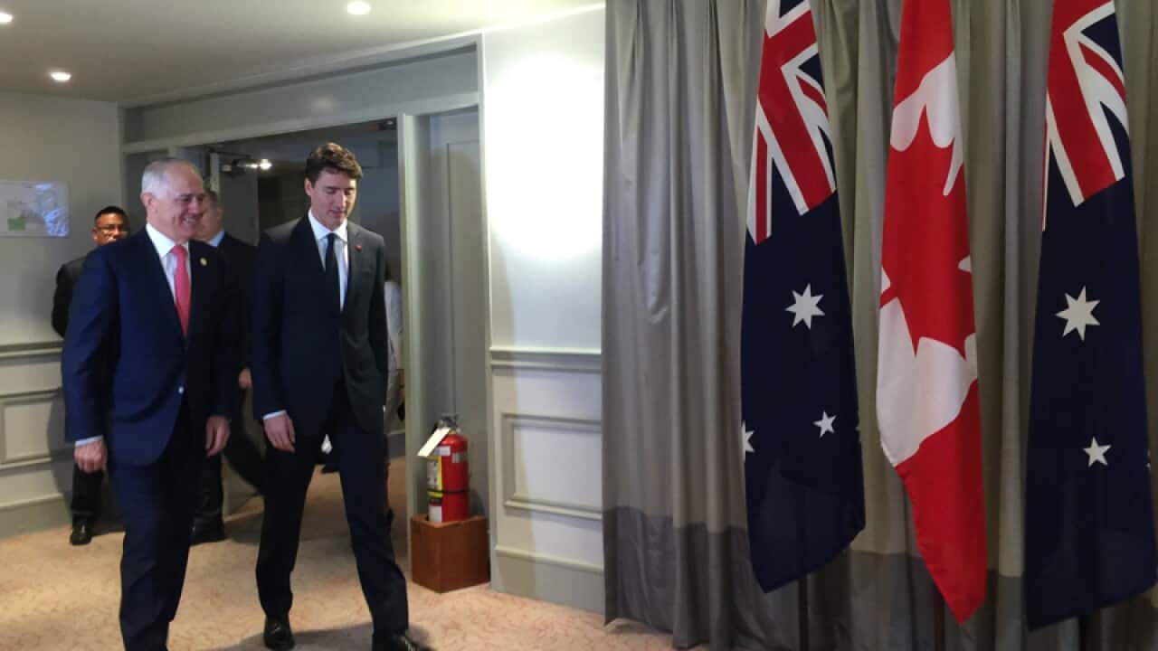 Malcolm Turnbull meets with Canada's Prime Minister Justin Trudeau