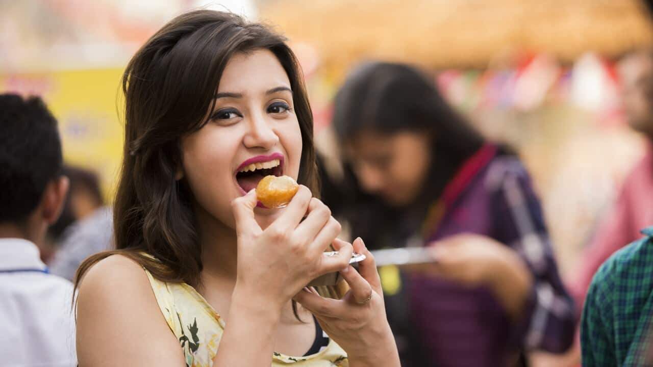 Young woman in fair - stock photo