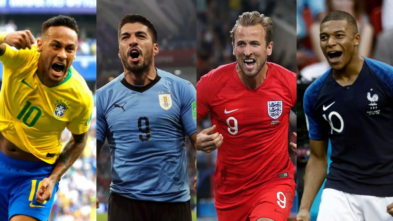 Naymar, Suarez, Kane, Mbappe