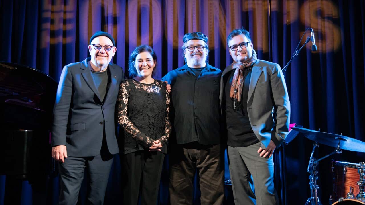 Ilaria Crociani assieme ai componenti dei Torrio: Paul Grabowsky, Niko Schäuble e Mirko Guerrini