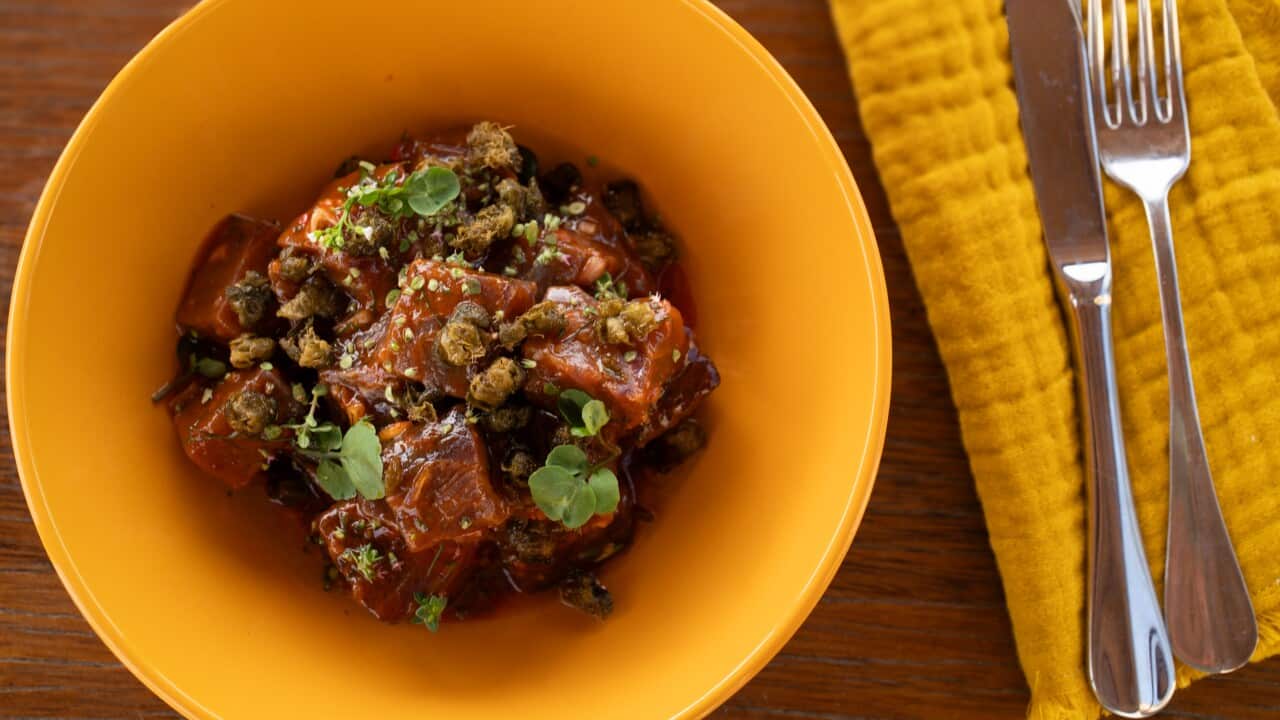 Cured tuna with Maltese sweet and sour sauce