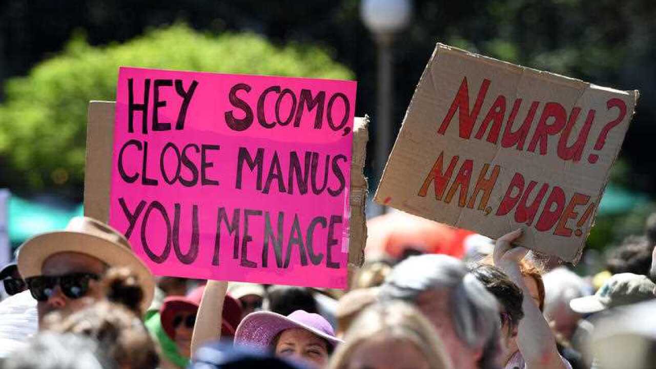 Protestors rallying in Sydney's Hyde Park last October against the treatment of asylum seekers on Manus Island and Nauru.