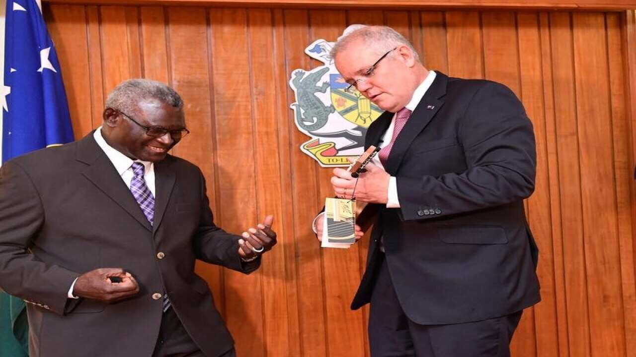 Solomon Islands PM Manasseh and Prime Minister Scott Morrison