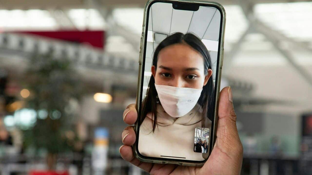 A woman seen during a video call