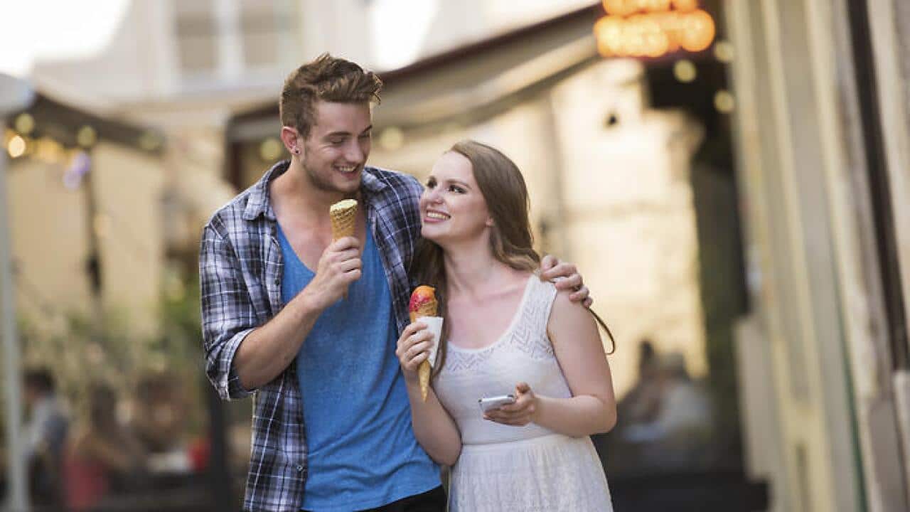 Young couple enjoying a European Vacation