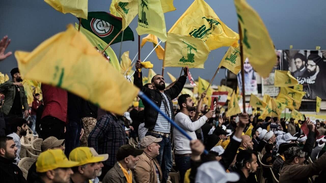 Thousands of supporters attended a Hezbollah rally in Baalbek, Lebanon.