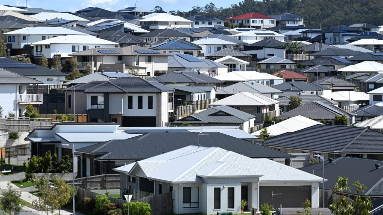 Vista panorámica de un grupo de casas.
