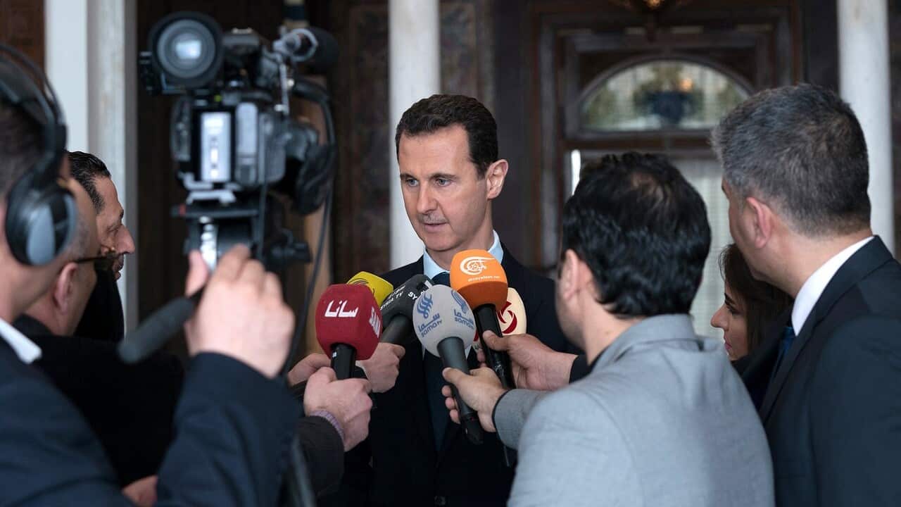 Syrian President Bashar Assad speaking with reporters in Damascus, Syria, 04 March 2018.