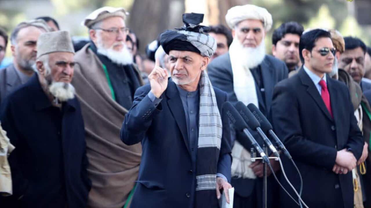 Afghan President Ashraf Ghani addressing Friday prayer congregation in the wake of recent bomb attacks in Kabul.jpg