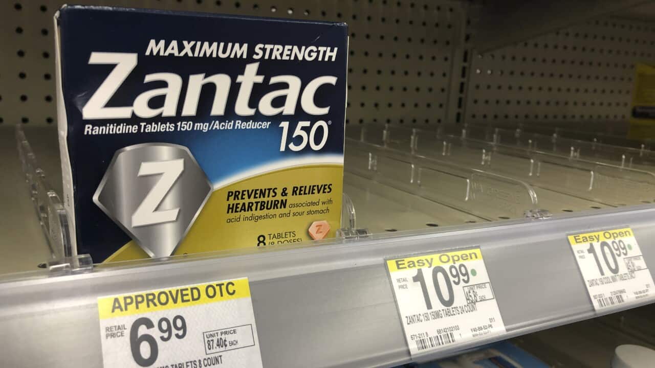 A box of Maximum Strength Zantac tablets is shown at a pharmacy, Monday, Sept. 30, 2019, in Miami Beach, Fla.