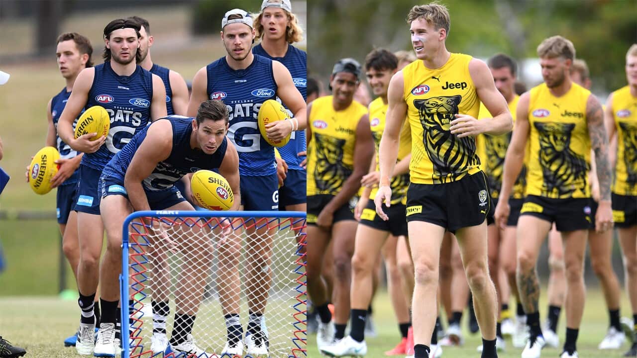 Ultimi allenamenti per i giocatori di Geelong e Richmond prima della Grand Final dell'AFL