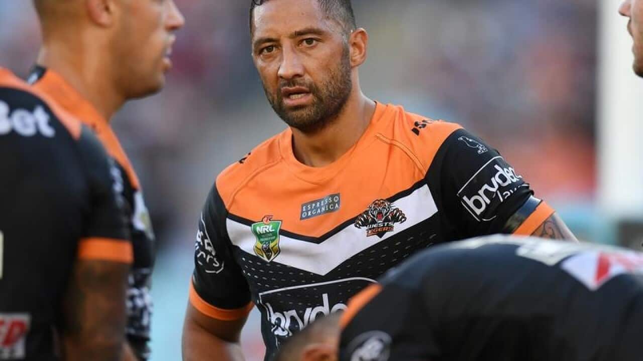 Benji Marshall during a match between West Tigers and Sydney Roosters.