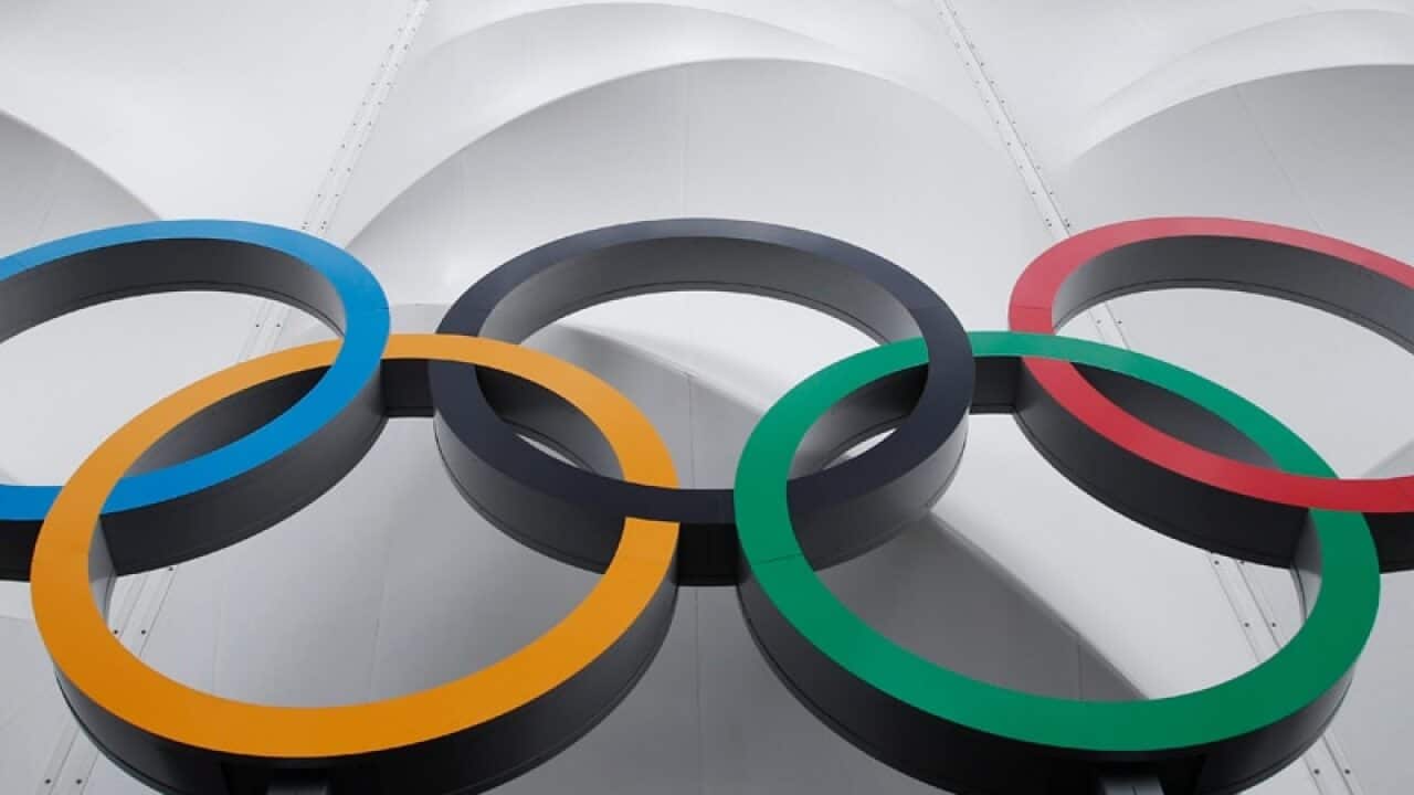 The Olympic rings are displayed in London