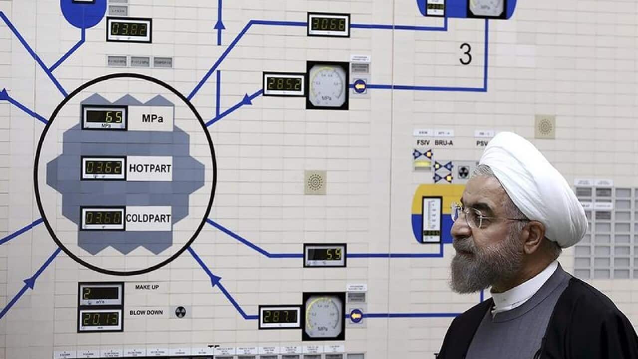 Iranian president, Hassan Rouhani, at a nuclear power plant