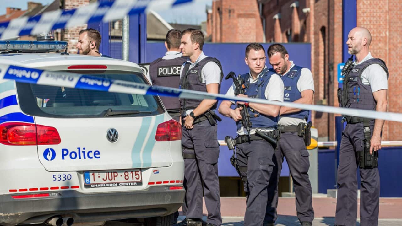 The scene where two police officers were attacked in Charleroi