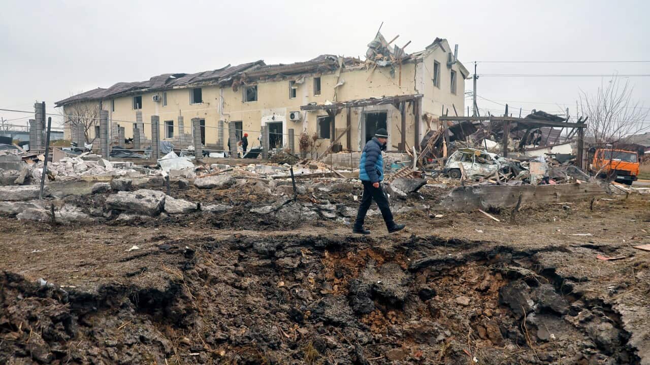 A crater in the Odesa region of southern Ukraine.