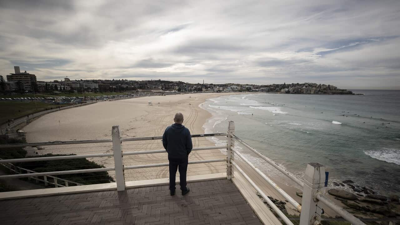 A man looks over Bondi Beach