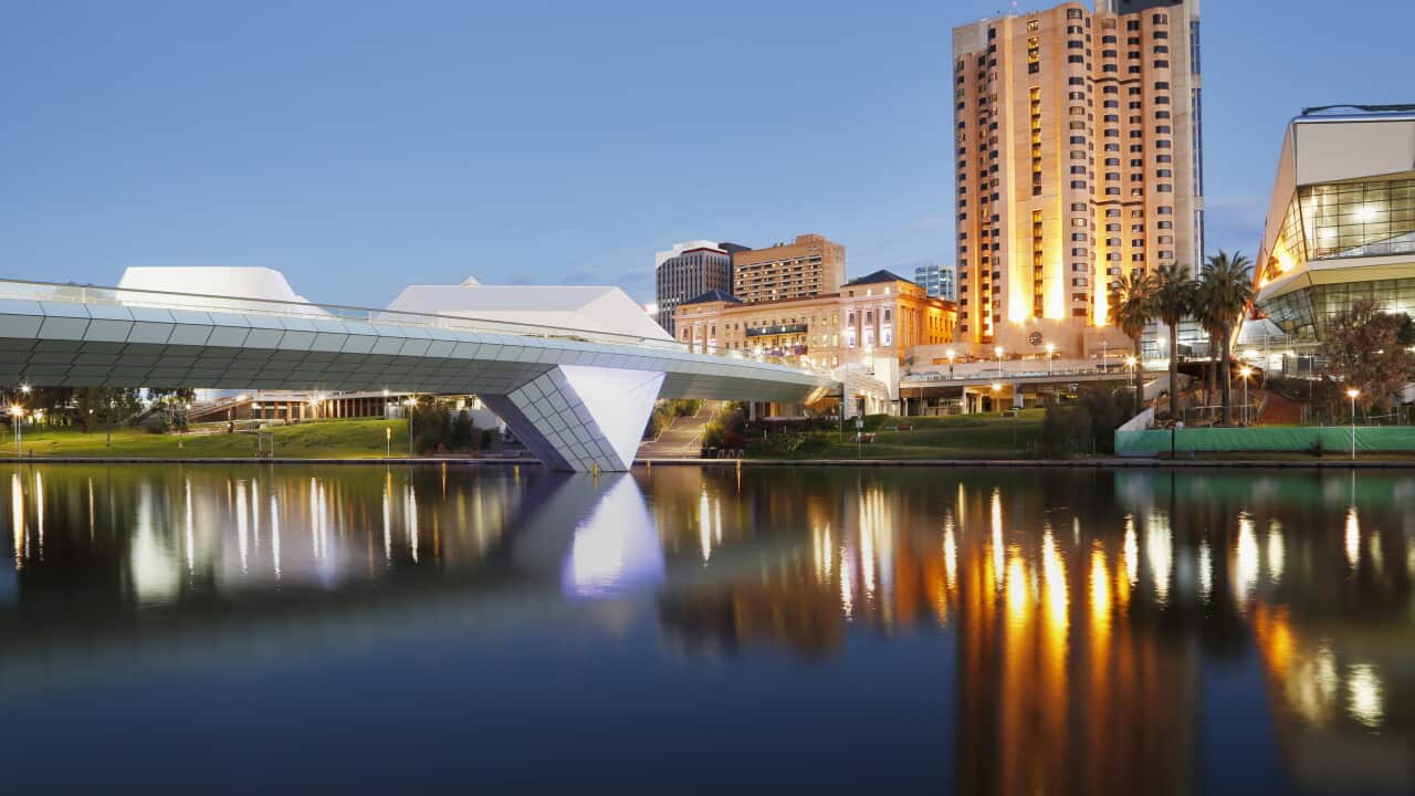 City of Adelaide. Central Business District next to the River Torrens. South Australia.