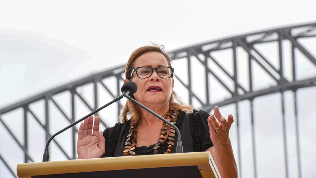 Rhoda Roberts outside the Sydney Opera House.