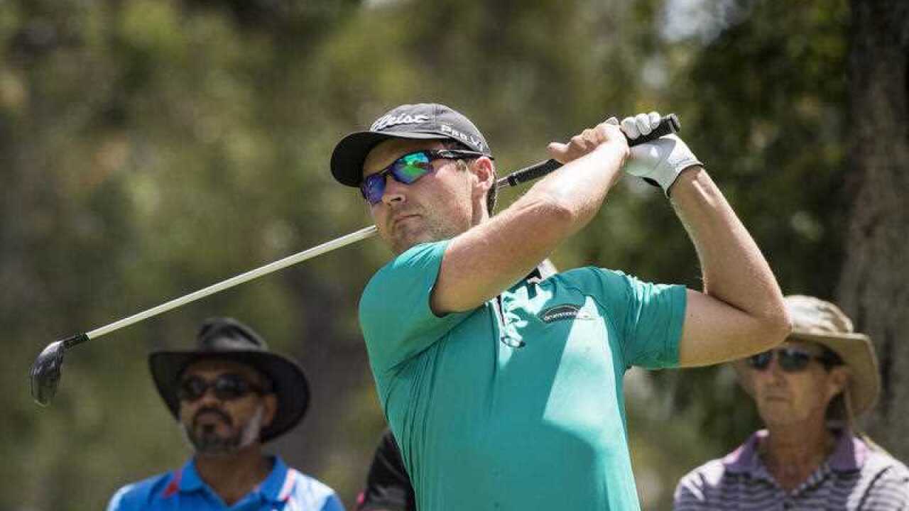 Matthew Griffin of Australia during the final day of the ISPS Handa Perth International golf tournament playing at the Lake Karinyup golf course in Perth.